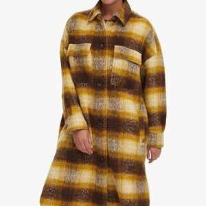 Levi long plaid flannel shirt jacket
